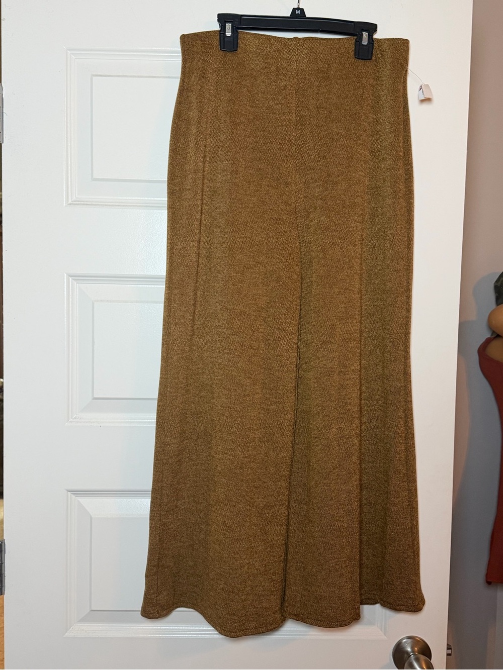 Women's Maxi Knit A-Line Skirt in Camel Brown